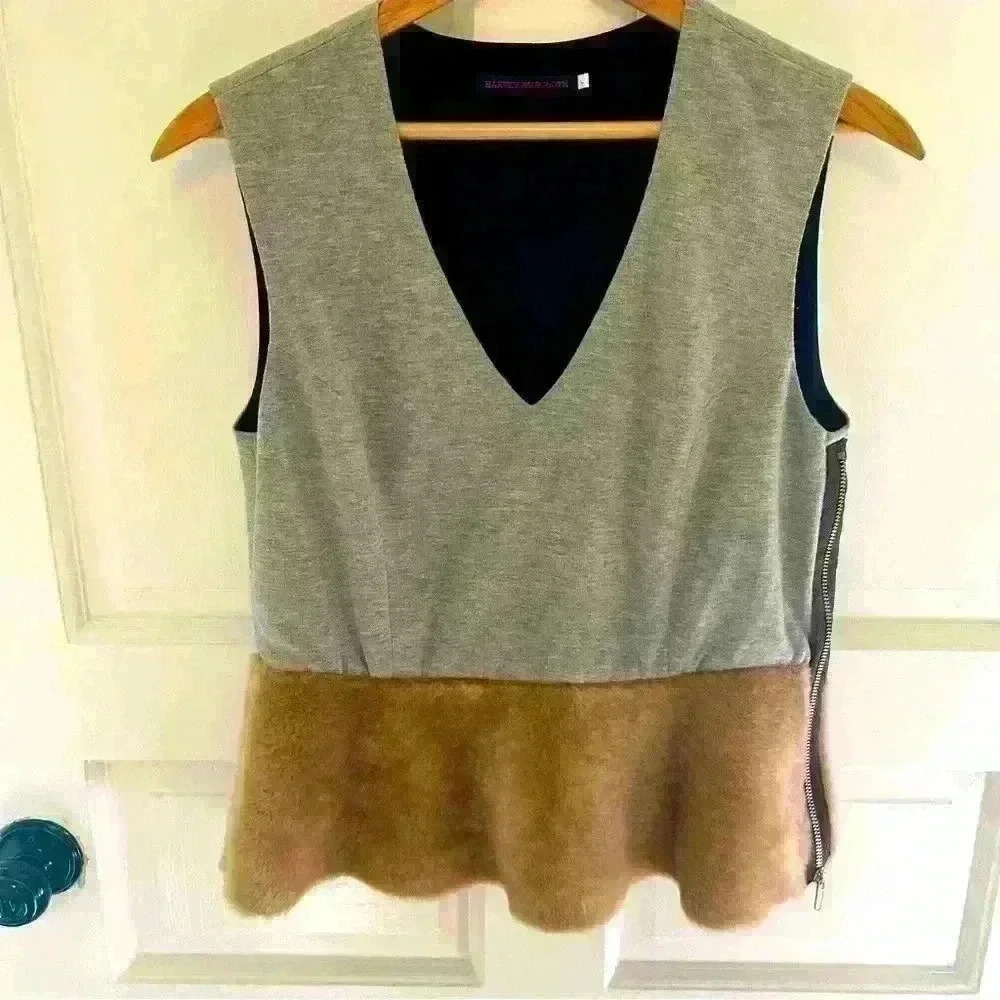 Harvey Faircloth Wool Silk Mixed Media Top L Eclectic Designer Artisan Chic Luxe